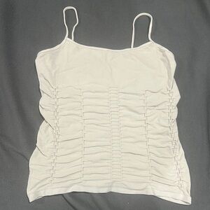 Chic White Ruched Tank Top